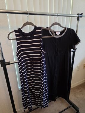 Bundle of 2 Women's Casual Dresses XS Small LuLaRoe Time and Tru Black Striped